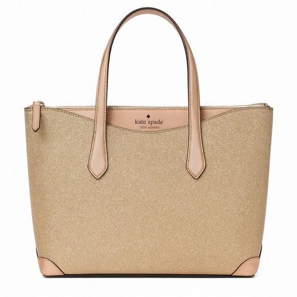 kate spade Handbags - Kate Spade Lola Tinsel Shimmer Glitter Rose Gold Tote Bag